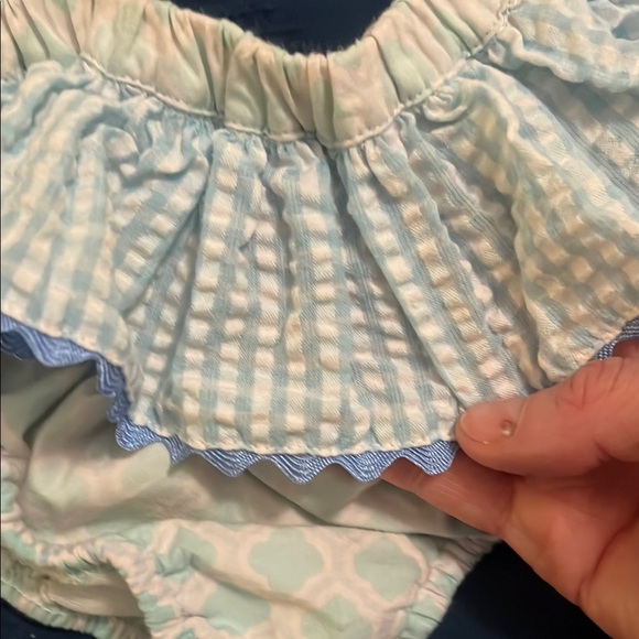 Ruffled Girls Two-Piece Swimsuit in Yellow and Blue - Picture 3 of 9